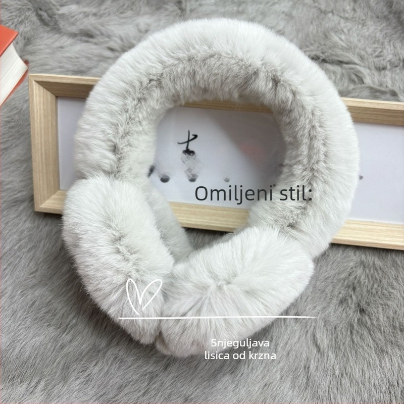 Ušni grijač od krzna kunića, unisex, za odrasle, sklopivi, zima/jesen
