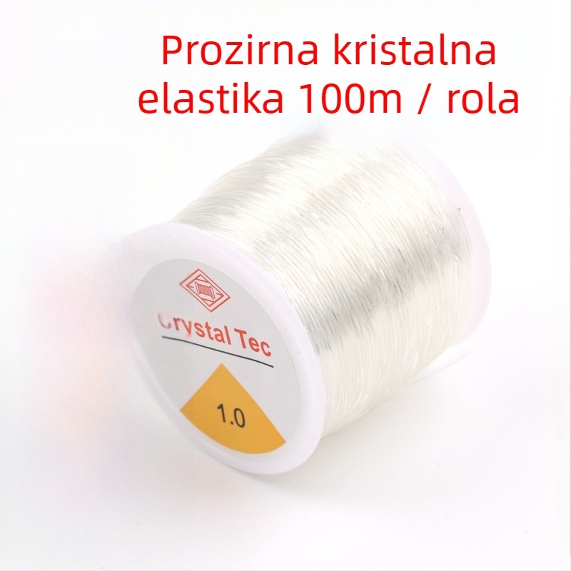 Elastična nit s perlicama za nakit — narukvica od granata, plastika/smola, obrada ljepilom, prilagodljivo