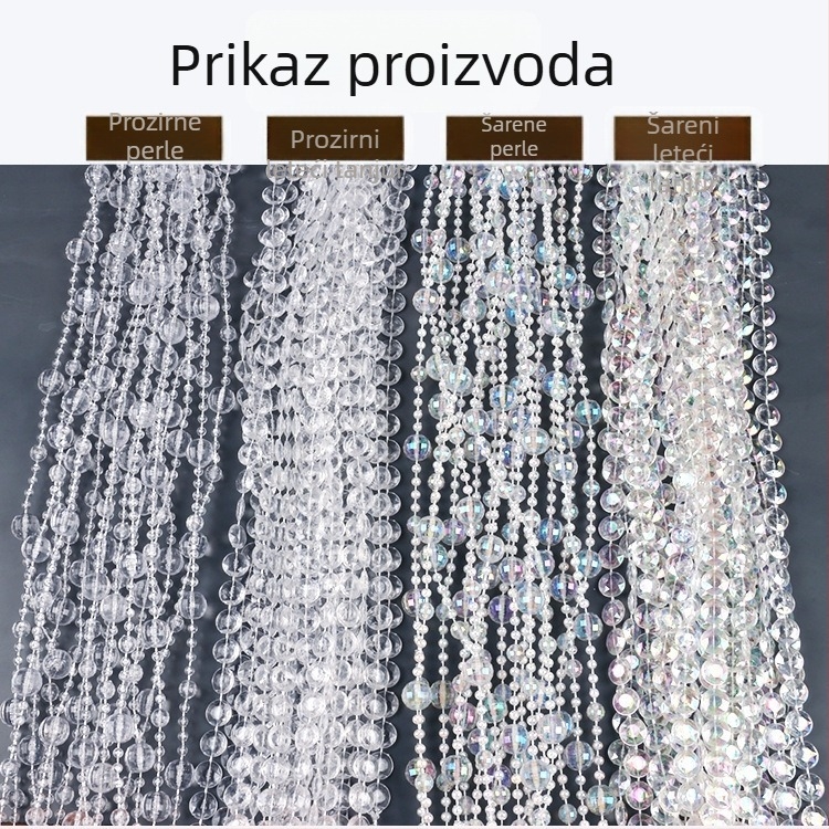 Akrilna zavjesa od okruglih perli za vjenčanje, žica s mikro postavkama, srednja veličina, jednostavan stil
