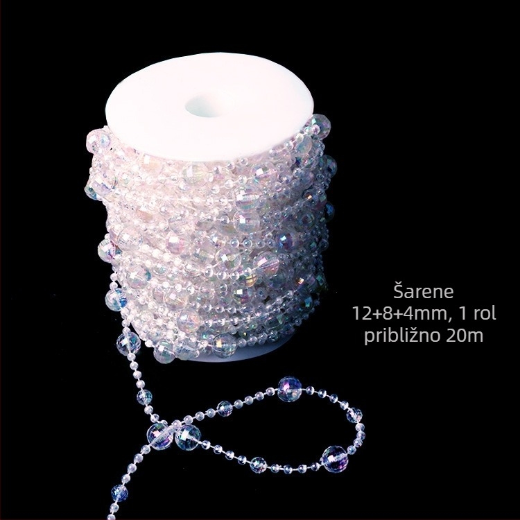 Akrilna zavjesa od okruglih perli za vjenčanje, žica s mikro postavkama, srednja veličina, jednostavan stil