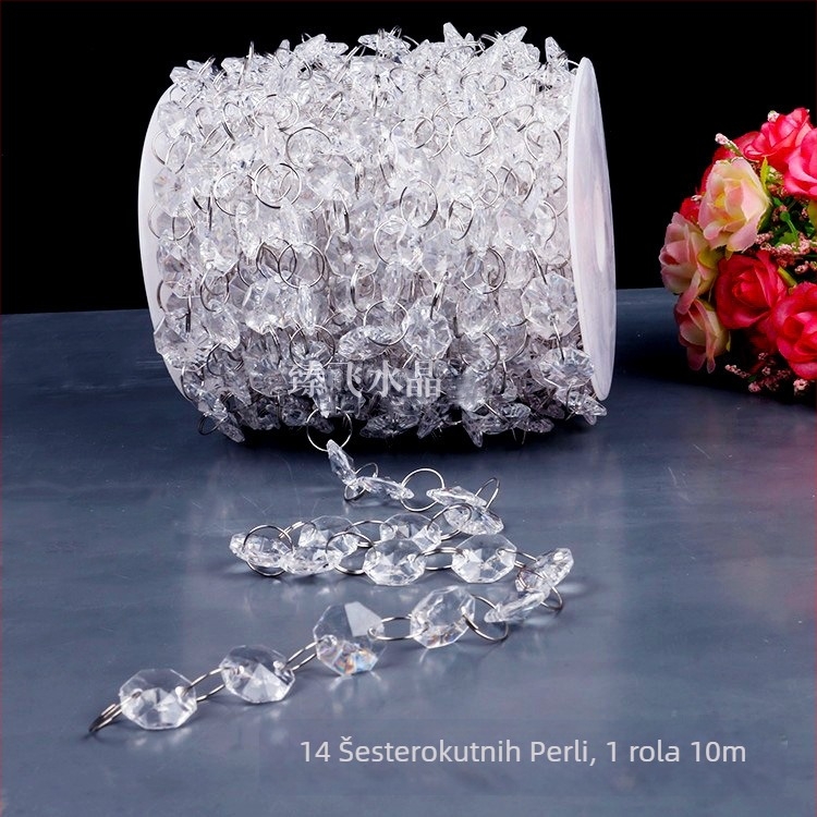 Akrilna zavjesa od okruglih perli za vjenčanje, žica s mikro postavkama, srednja veličina, jednostavan stil