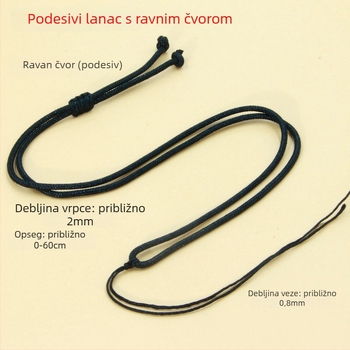 Unisex ogrlica s reguliranim pletenim užetom, DIY marka, bez metala