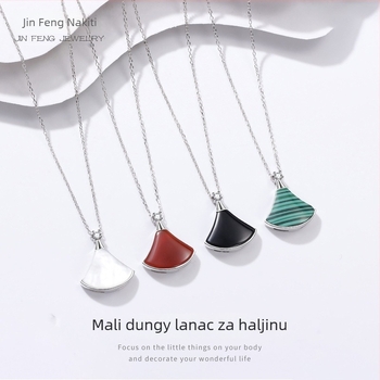 Ogrlica od srebra 925, privjesak u obliku ventilatora, lanac s križnim uzicama, podesiva duljina 21–50 cm, težina 2,4 g