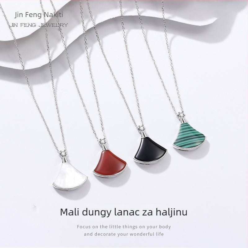 Ogrlica od srebra 925, privjesak u obliku ventilatora, lanac s križnim uzicama, podesiva duljina 21–50 cm, težina 2,4 g