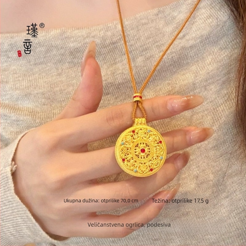 Bakrena ogrlica s lančićem na ključnu kost, duljina 61–70 cm, vintage literarno-retro stil, porijeklo Yiwu.