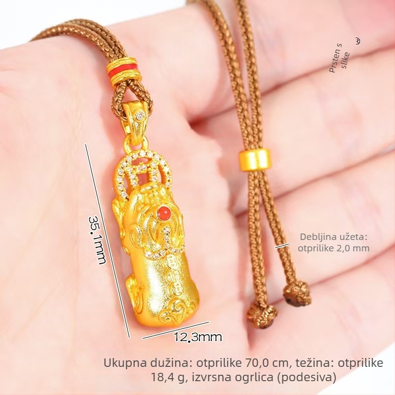 Bakrena ogrlica s lančićem na ključnu kost, duljina 61–70 cm, vintage literarno-retro stil, porijeklo Yiwu.