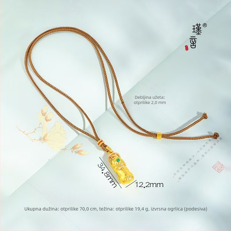 Bakrena ogrlica s lančićem na ključnu kost, duljina 61–70 cm, vintage literarno-retro stil, porijeklo Yiwu.