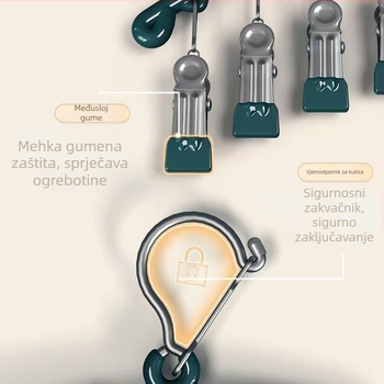 Klipovi za sušenje od nehrđajućeg čelika s plastičnim premazom, 10 klipova, protuklizni, nepreklopni, pogodni za odjeću, šalice i kravate