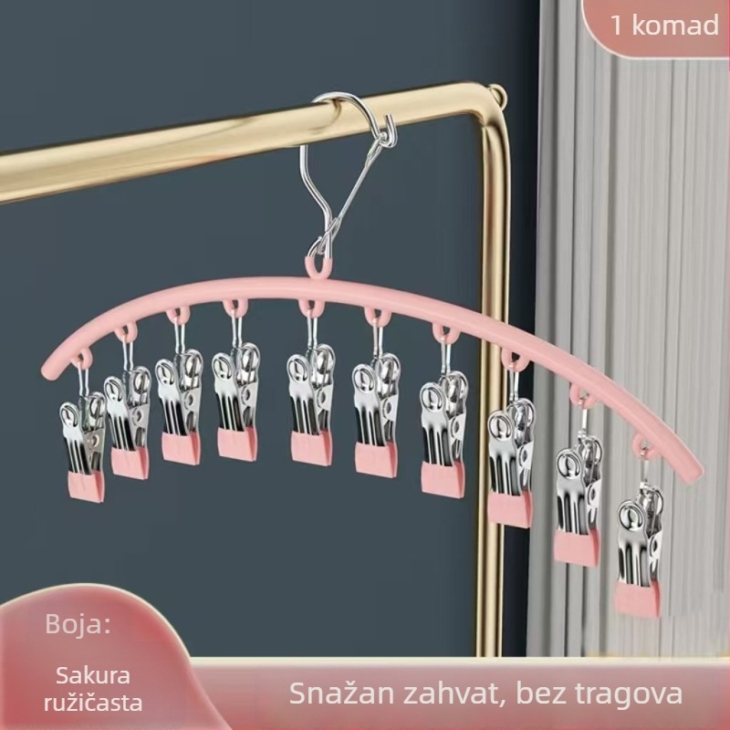 Klipovi za sušenje od nehrđajućeg čelika s plastičnim premazom, 10 klipova, protuklizni, nepreklopni, pogodni za odjeću, šalice i kravate