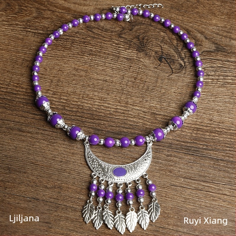 Etno stil ogrlice s cvjetnim dizajnom; materijal: tkanina i mješoviti materijali; brend: Confucianism and Yixiang; podrijetlo: Yunnan