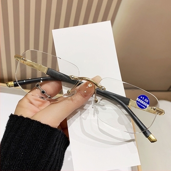 Čitačke naočale bez okvira - anti-plavo svjetlo, četvrtasti okvir, vintage retro stil, izdanje ljeto 2025