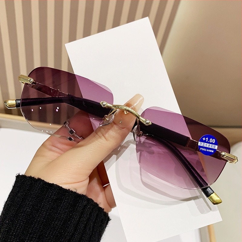 Čitačke naočale bez okvira - anti-plavo svjetlo, četvrtasti okvir, vintage retro stil, izdanje ljeto 2025