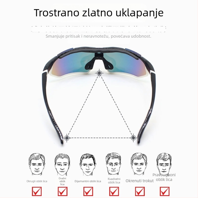 Polarizirane biciklističke naočale, TR-90 okvir, otporne na vjetar, puni okvir, model Jh-161, prilagodljive nosne jastučiće