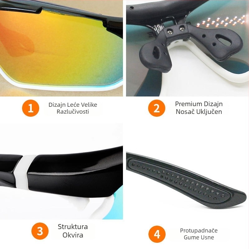 Polarizirane biciklističke naočale, TR-90 okvir, otporne na vjetar, puni okvir, model Jh-161, prilagodljive nosne jastučiće