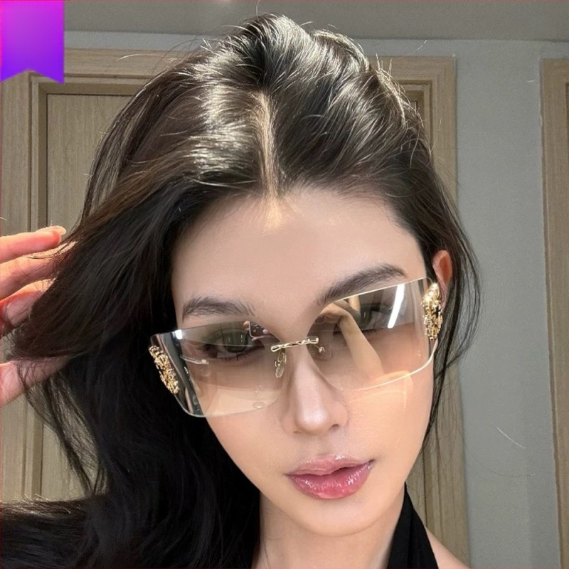 Naneské naočale bez okvira s konkavnim oblikom – UV400 zaštita, AC leće, PC okvir, elegantan minimalistički stil (Spring 2025)