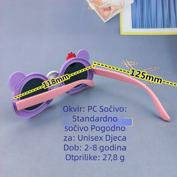 Dječje sunčane naočale Strawberry Bear Cartoon - UV380, pun PC okvir, polygon oblik
