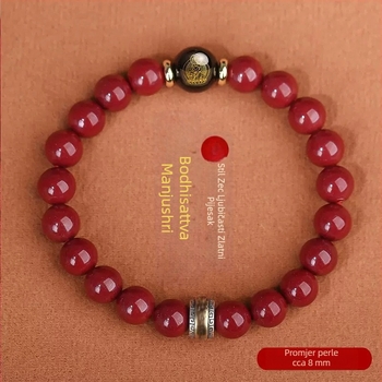 Narukvica od cinnabara s perlicama, unisex, 18 perli, 10 mm, zodijakalna Buddha narukvica, Godina Zeca