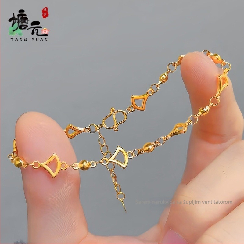 Ženska pozlaćena bakrena tanka narukvica • Elektroplatiranje • Ženski stil • Geometrijski oblik • Proljeće 2025