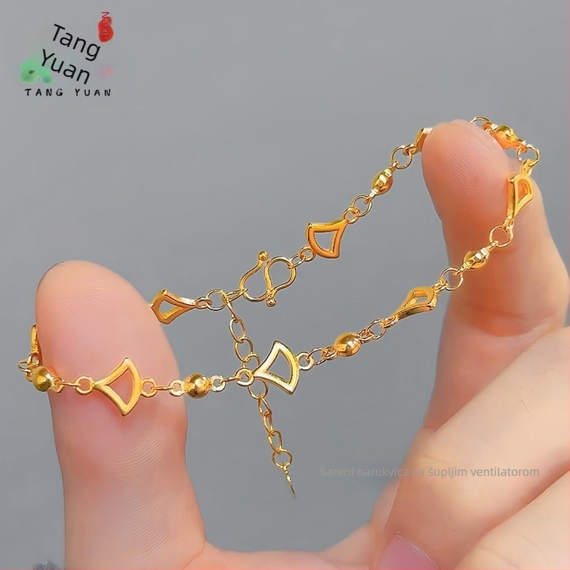 Ženska pozlaćena bakrena tanka narukvica • Elektroplatiranje • Ženski stil • Geometrijski oblik • Proljeće 2025