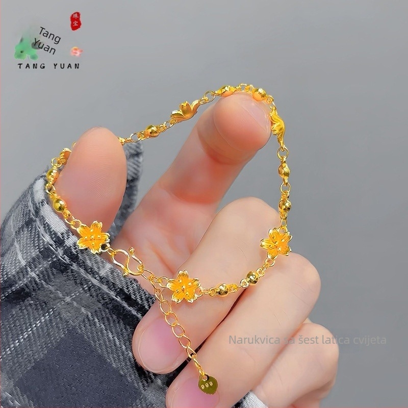 Ženska pozlaćena bakrena tanka narukvica • Elektroplatiranje • Ženski stil • Geometrijski oblik • Proljeće 2025