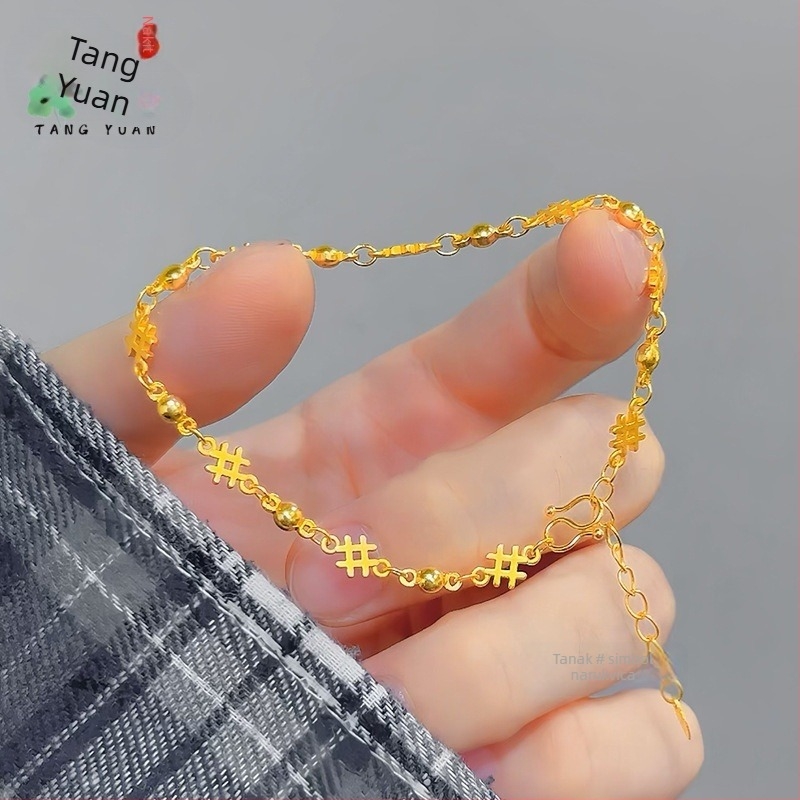 Ženska pozlaćena bakrena tanka narukvica • Elektroplatiranje • Ženski stil • Geometrijski oblik • Proljeće 2025