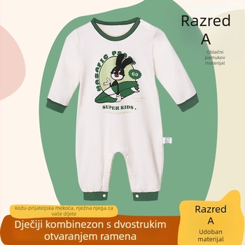 Novorođenački jesenski kombinezon s dugim rukavima, prednje kopčanje, pamuk, tanak materijal za puzanje