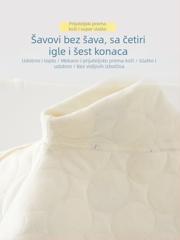 Bejbi kombinezon od pamuka – tro-slojno toplo, za novorođenčad, jesen-zima, dugi rukavi, prednje zatvaranje jednim kopčom