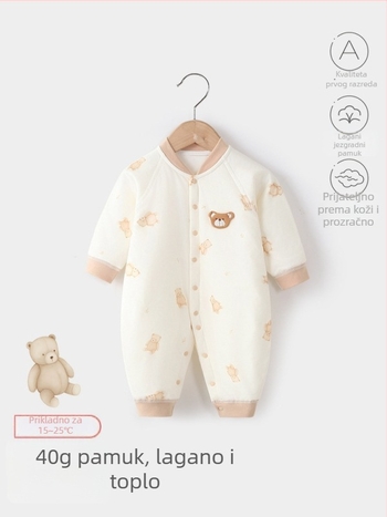 Dječji jumpsuit, 100% pamuk, debeli, dugi rukavi, bez kapulje, za djecu 1–3 godine