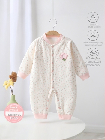 Dječji jumpsuit, 100% pamuk, debeli, dugi rukavi, bez kapulje, za djecu 1–3 godine