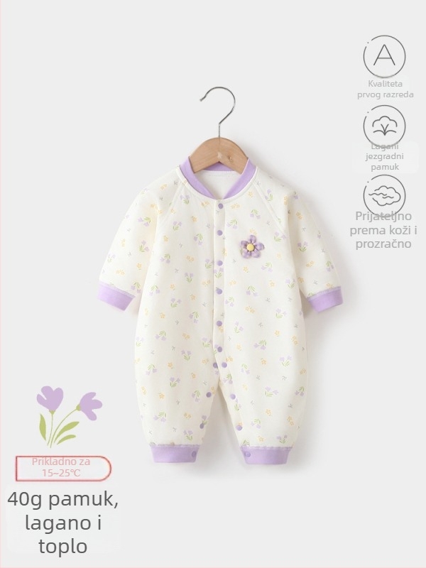 Dječji jumpsuit, 100% pamuk, debeli, dugi rukavi, bez kapulje, za djecu 1–3 godine