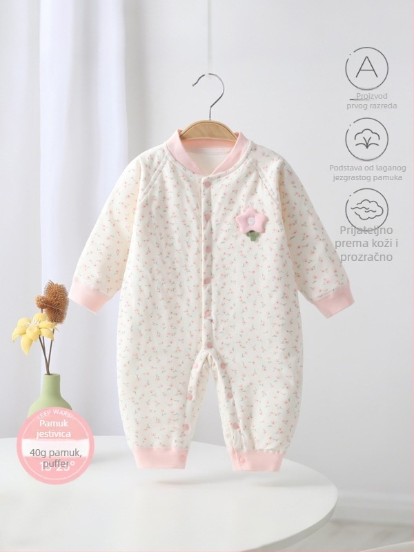 Dječji jumpsuit, 100% pamuk, debeli, dugi rukavi, bez kapulje, za djecu 1–3 godine