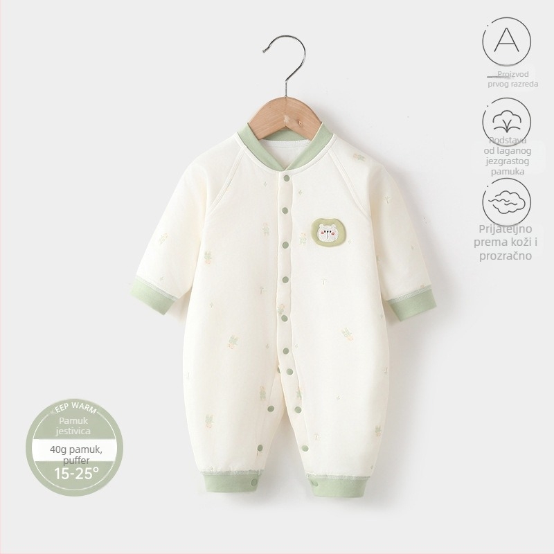 Dječji jumpsuit, 100% pamuk, debeli, dugi rukavi, bez kapulje, za djecu 1–3 godine