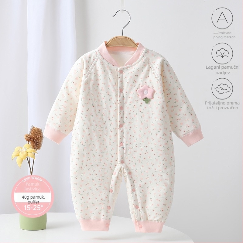 Dječji jumpsuit, 100% pamuk, debeli, dugi rukavi, bez kapulje, za djecu 1–3 godine
