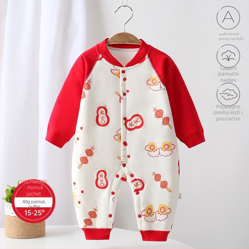 Dječji jumpsuit, 100% pamuk, debeli, dugi rukavi, bez kapulje, za djecu 1–3 godine