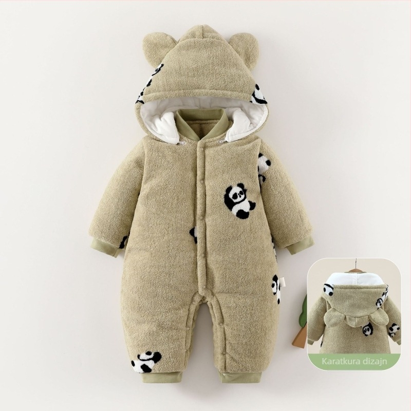 Bejbi skafander s debelim punjenjem, 100% pamuk, polar fleece materijal, pogodno za novorođenčad do 12 mjeseci.