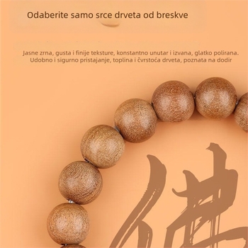Drvena narukvica s cinnabar perlicama, unisex etničkog stila, ručna izrada, s Buddha perlicama za 12 znamenja zodijaka