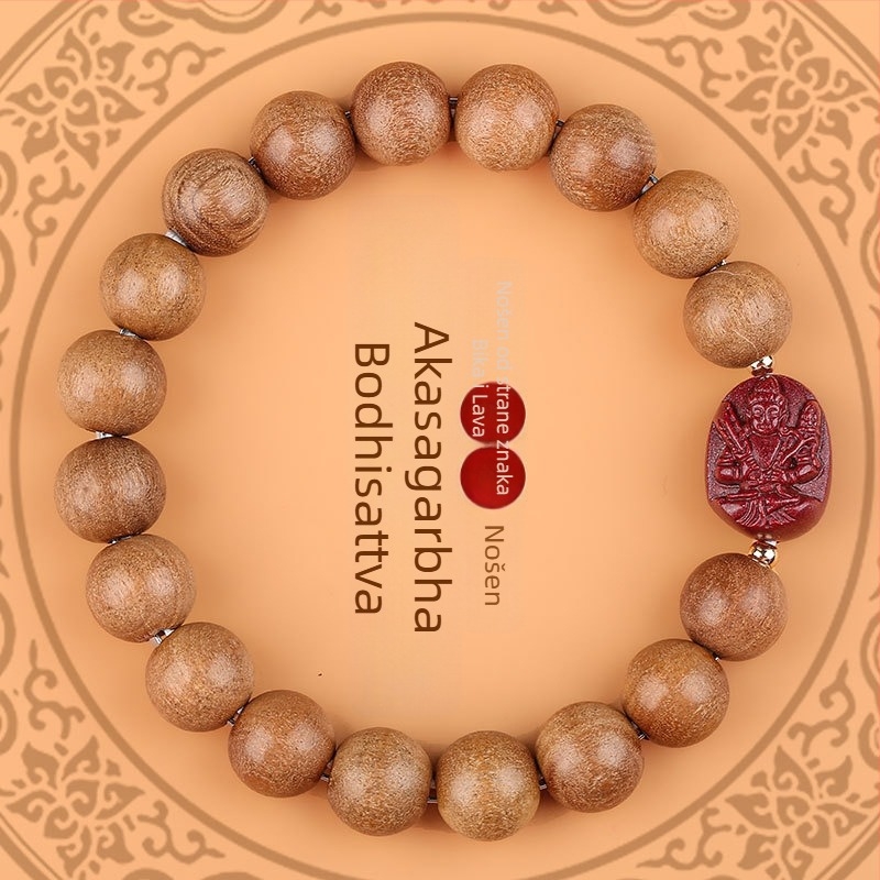 Drvena narukvica s cinnabar perlicama, unisex etničkog stila, ručna izrada, s Buddha perlicama za 12 znamenja zodijaka