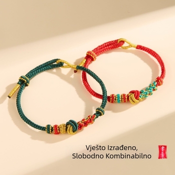 Narukvica s perlama, dimple čvor, poluproizvod, ručno pleteni osmerostrani užet, etnički stil, unisex (Proljeće 2025)