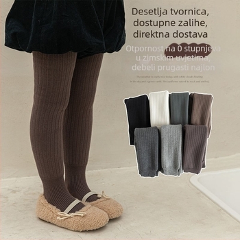 Dječje pamučne legice s flisom za jesen-zimu, s otvorom na preponi, za djecu 3-8 godina