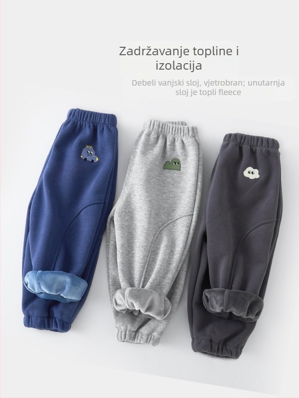 Dječje hlače za dječake s fleece podstavom, lagane svakodnevne hlače