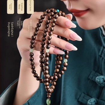 Narukvica od agarwooda, 108 perli, višestruki navoji, ručna izrada, prirodno, kineski stil.