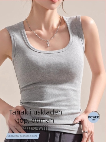 Ženski pamučni racerback top, literarno retro stil, visoka elastičnost, 90–95% pamuk, naramenice nisu uklonjive