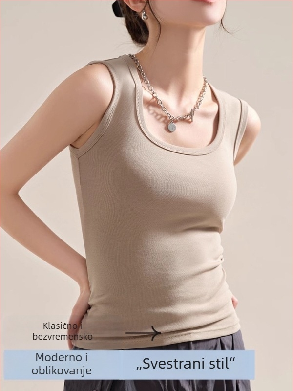 Ženski pamučni racerback top, literarno retro stil, visoka elastičnost, 90–95% pamuk, naramenice nisu uklonjive