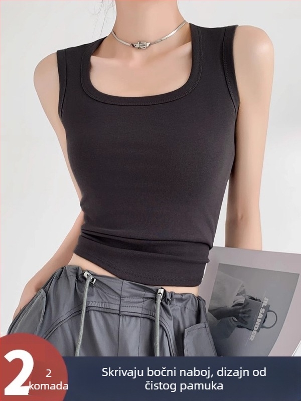 Ženski pamučni racerback top, literarno retro stil, visoka elastičnost, 90–95% pamuk, naramenice nisu uklonjive