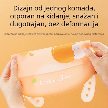 Silikonska hranilica s džepom za hvatanje hrane, vodootporna i otporna na prljavštinu, prehrambene kvalitete silikona, za djecu od 0 do 6 godina