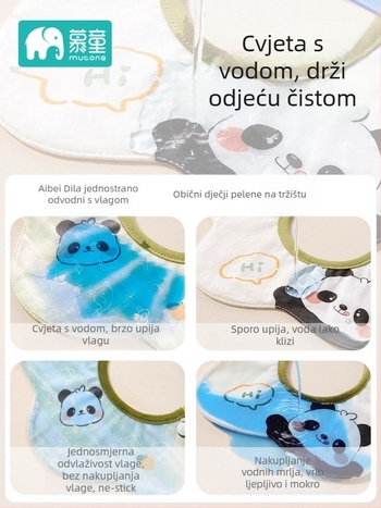 Mu Tong Dječji ubrus za slinu – Upijajući, Vodootporan, Brzo sušenje, Pamuk preko 95%, Crtani uzorak
