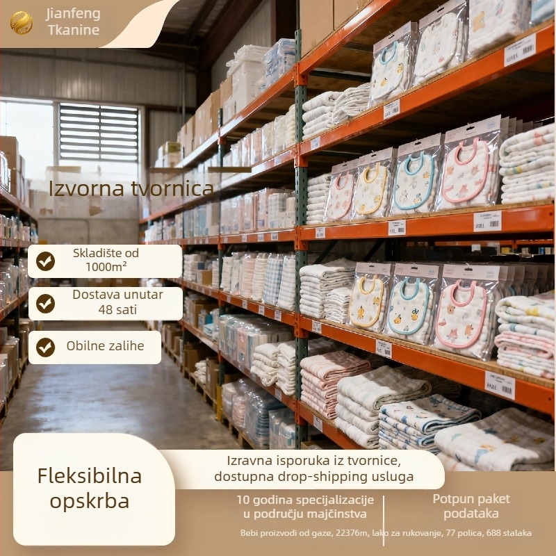 Šesteroslojna pamučna gaze burp krpa za dojenje beba, šivanje i jednostavna tkanina, 40-count vlakno