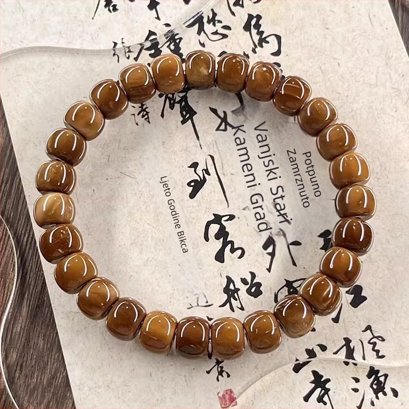 Narukvica Bodhi perli — Cook materijal, ručna izrada, unisex, kineski stil, oblici srce/valovi/geometrijski, književno retro, ljeto 2024