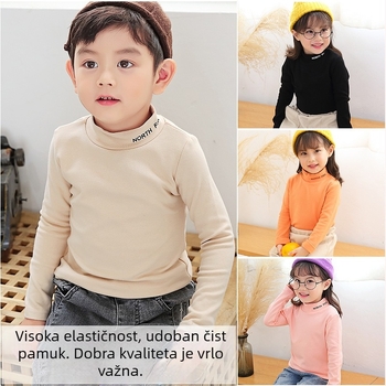 Dječje majice s visokim ovratnikom, dugi rukav, 100% pamuk, točkasti uzorak, za uzrast 3–8 godina