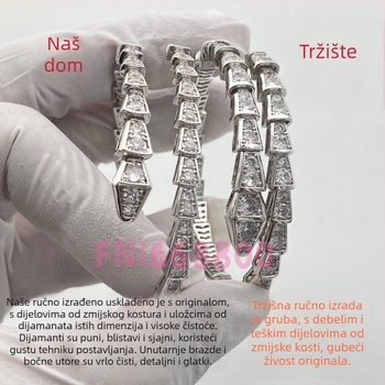 Zmijska narukvica s otvorenim dizajnom, Materijal: V gold; Obrada: Dijamant; Težina: 16.5; Sezona: proljeće 2025